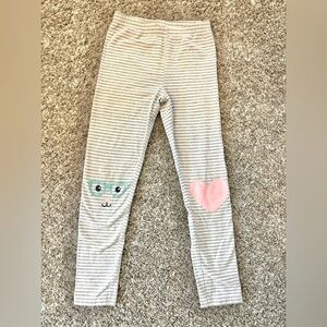 Gray & White Striped Girls Leggings / Pants | Bunny Heart | Valentine’s Day